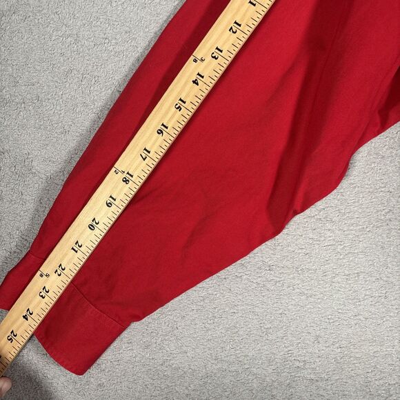 Ruff Hewn Men’s Button Down Shirt Red Long Sleeve Size XL Cotton Chest Crest - Picture 8 of 12